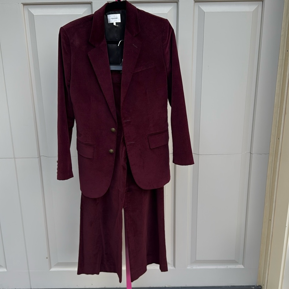 Frame Denim Wine Velvet Blazer Jacket
